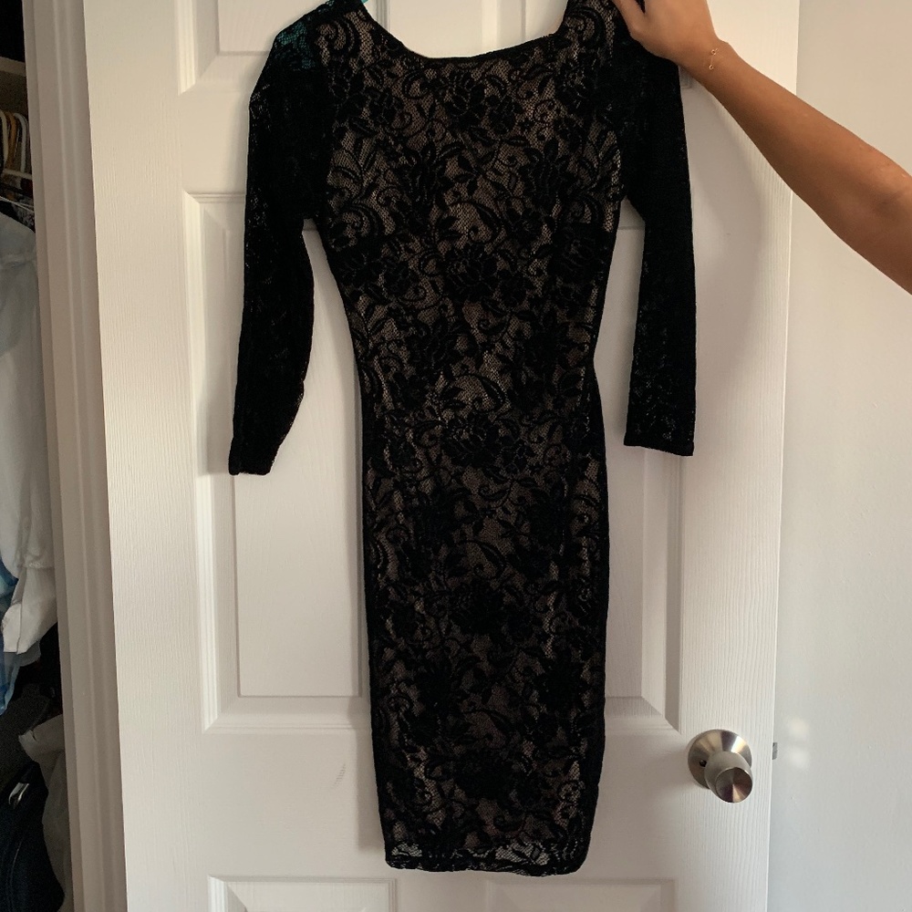 Black Velvet Open Back Dress